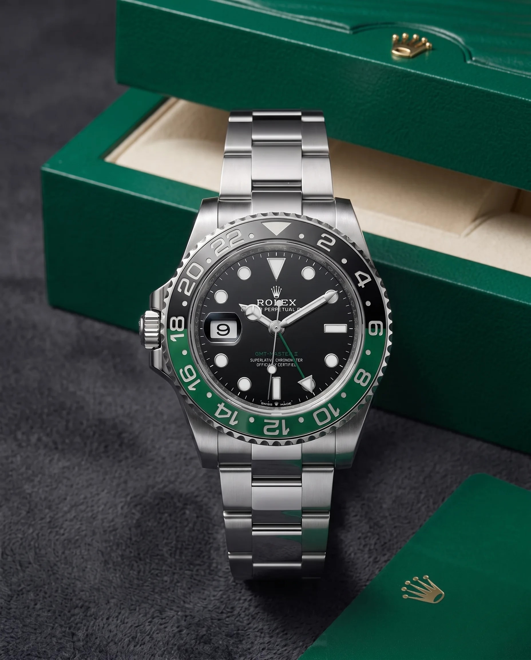 Rolex GMT-Master II „Sprite“ — Full Set mit Box und Garantiekarte